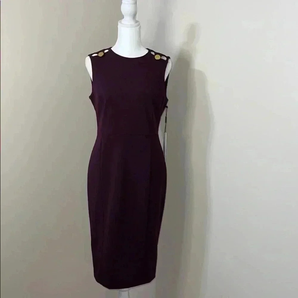 Calvin Klein Sleeveless Full Back Zip Sheath Dress​​​